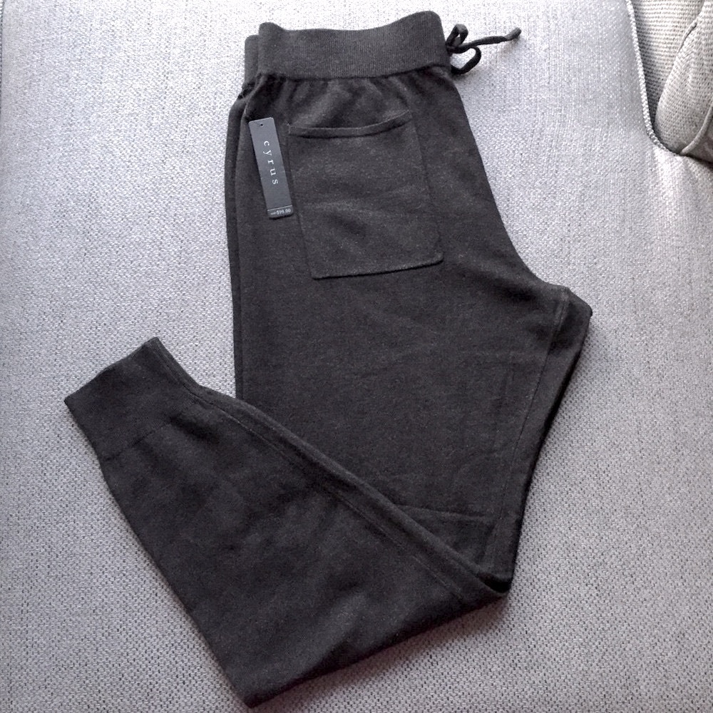Cyrus Solid Dark Gray Phantom Cozy Knit Jogger Stylish Pants Size US 2X